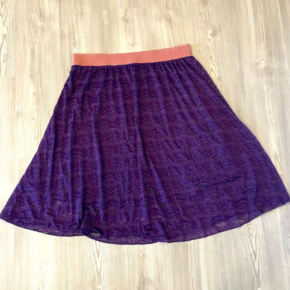 LuLaRoe Lola Purple Lace Elastic Waist Midi Skirt